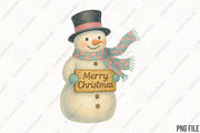 Snowman Pink Scarf Christmas PNG, an Illustration by CraftArtStudio (Thumbnail 1 of 4)
