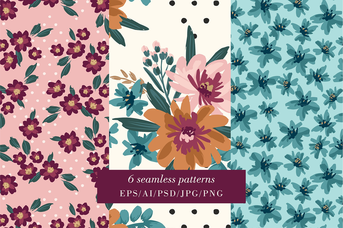 Floral Patterns & Borders, a Pattern Graphic by Nadia Grapes (Photo 4 of 8)