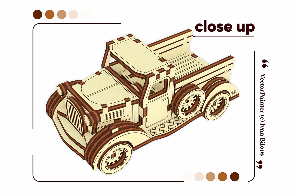 Small Vintage Truck - Laser Cut File, an Object Graphic by VectorPainter (Photo 8 of 21)