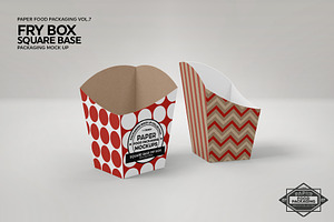 Fry Box Square Base Packaging Mockup