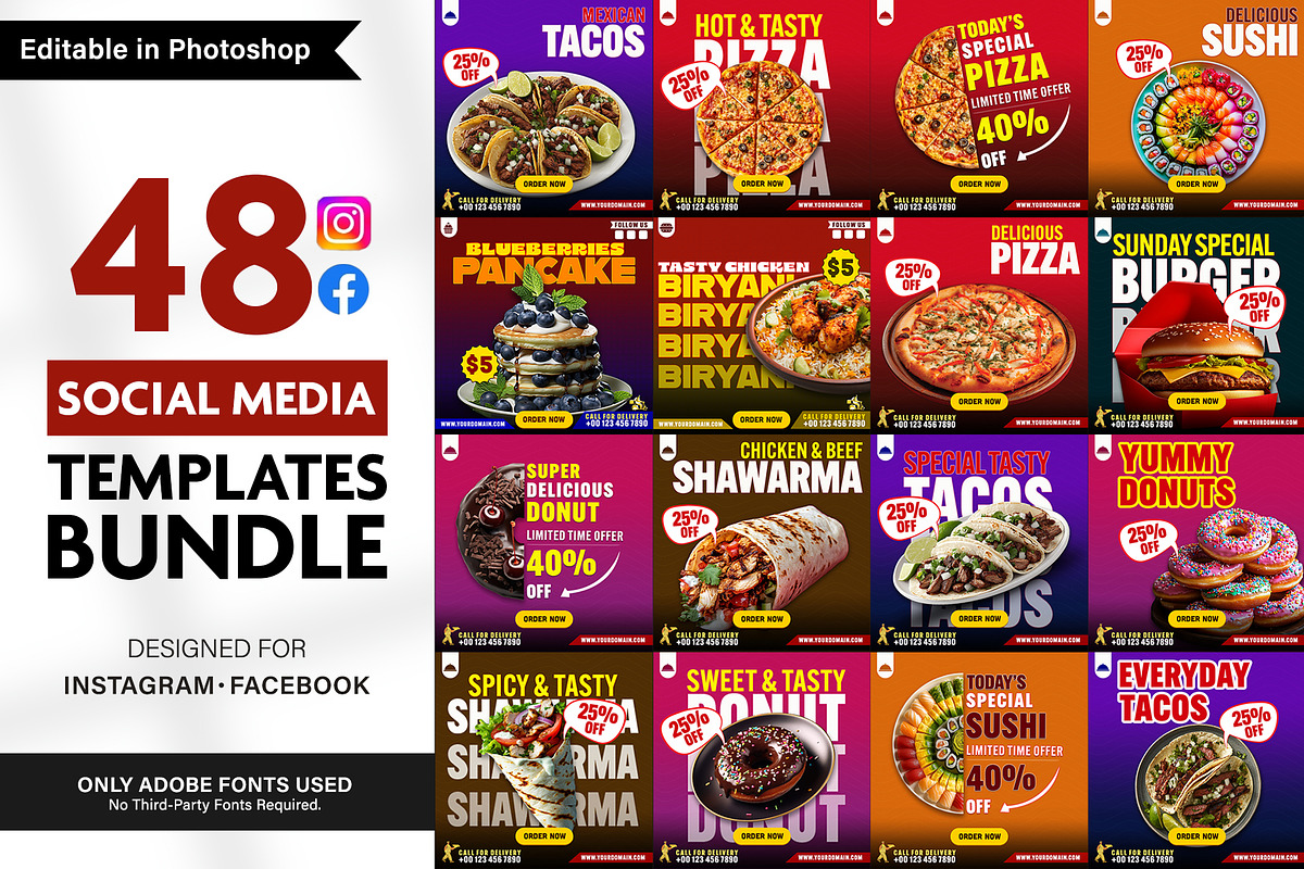 48 Food Social Media Templates - PSD, a Social Media Template by Allies Interactive (Photo 1 of 4)