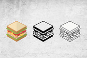 Sandwich Icon Set - 3 Styles, an Outline Icon by Artonix (Thumbnail 2 of 2)