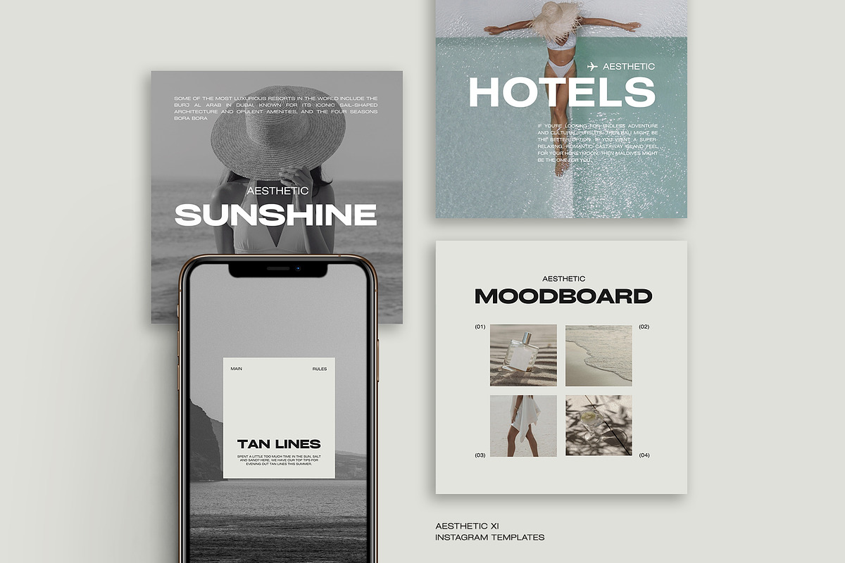 Aesthetic Instagram Templates XII, a Social Media Template by Instprofi | Studio Estimo (Photo 1 of 8)