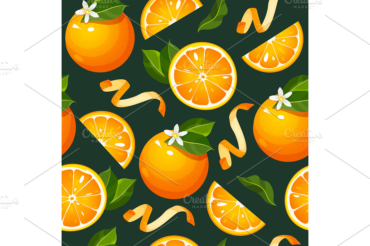Orange fruit seamless pattern, a Pattern Graphic by Elen_Art