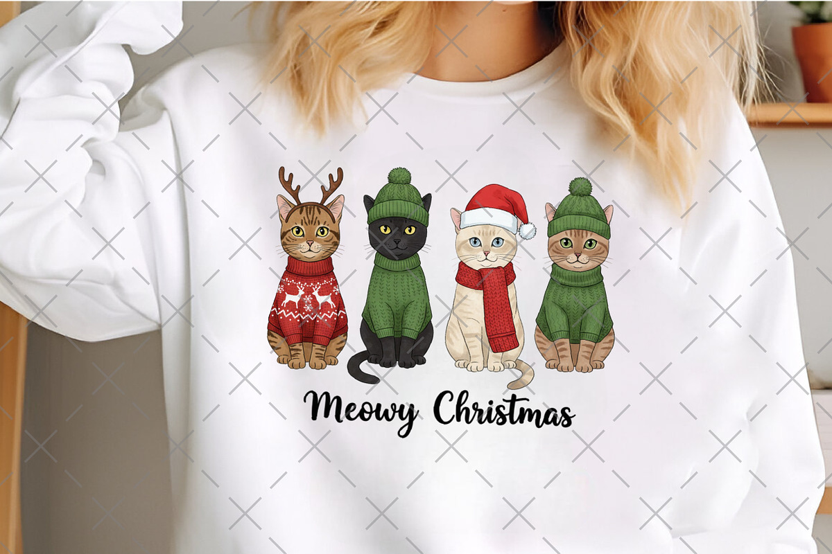 Meowy Christmas Png, Christmas Cat, an Illustration by Craft Nest (Photo 3 of 6)