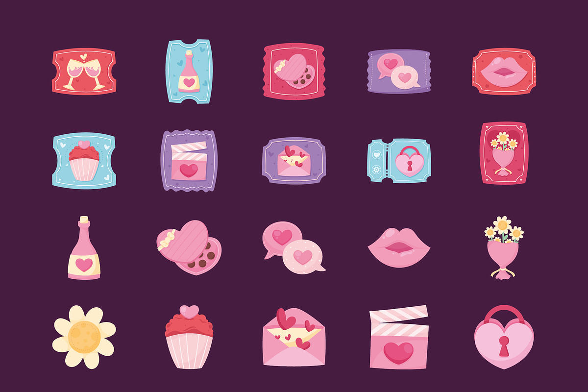 Valentine Love Illustration Set