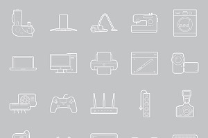 Home electronics icons set