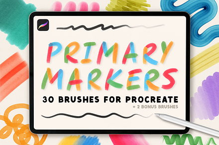 Primary Markers for Procreate, a Brush Add-On by The Creative Bix