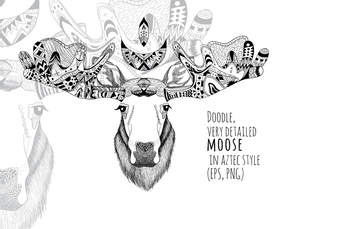 Textured moose in aztec style, a Texture Illustration by AnastasiaFears (Photo 1 of 2)