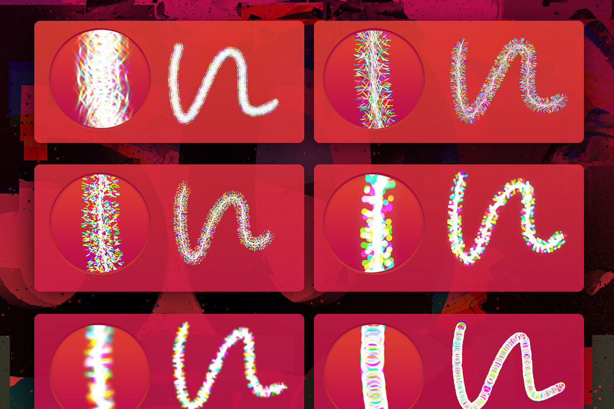 50 procreate glitch brushes, a Brush Add-On by Endete & Mazak brushes (Photo 3 of 9)