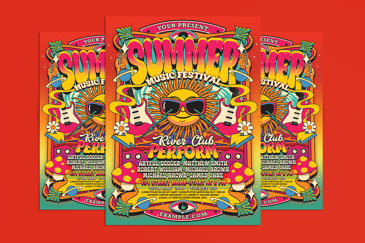 Summer Retro Music Festival, a Flyer Template by Muhamad Iqbal hidayat (Photo 1 of 4)