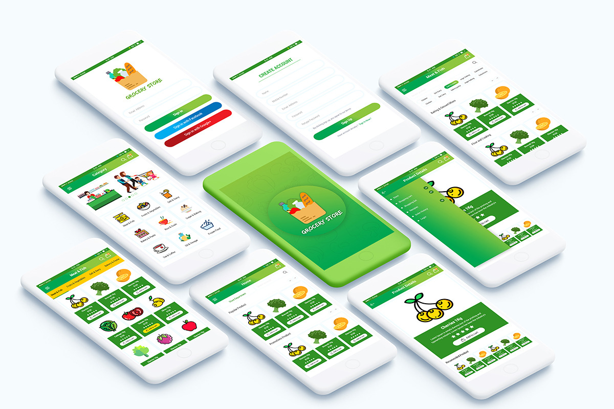 Grocery Store Mobile App UI Kit, an UI Kit Template by RiveupDigital (Photo 2 of 3)