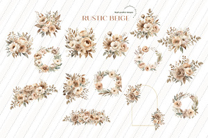 Elegant Rustic Beige Flowers Clipart