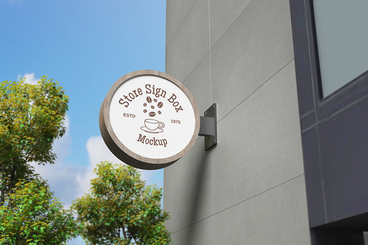 Store Sign Box Mockup, an Advertising Mockup by My Code Std (Photo 2 of 6)