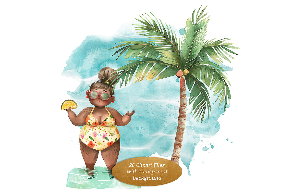 Summer At The Pool Clipart Set, a Seasonal Illustration by The Dutch Lady Designs (Photo 2 of 6)