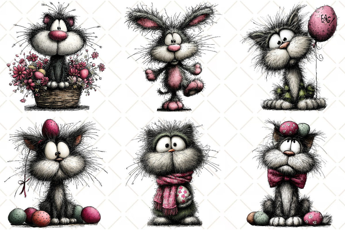 Whimsical Easter Cat Clipart, an Illustration by Black Bird Studio (Photo 3 of 5)