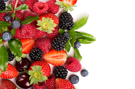 Assorted berries, top view.