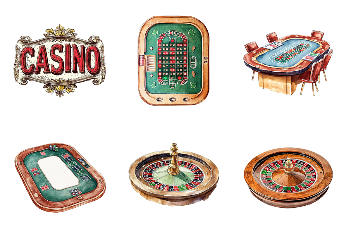 Watercolor Casino Clipart, a Decorative Illustration by stickermadness (Photo 4 of 4)