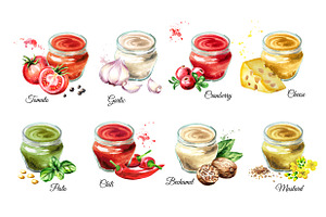 Sauce Collection. Watercolor Set