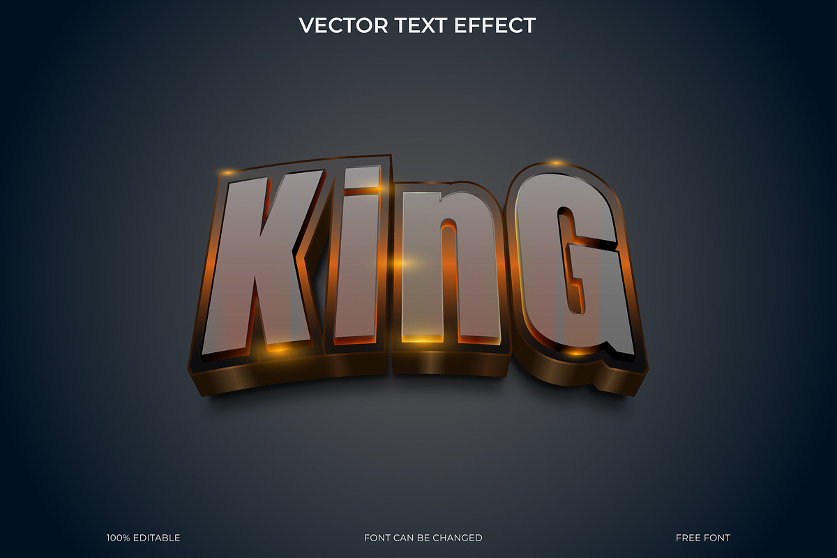 3D King Text Effect EPS Vector, an Action Add-On by Imamul001