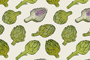 Artichoke, hand drawn set, patterns, a Decorative Illustration by Good Studio (Thumbnail 3 of 8)