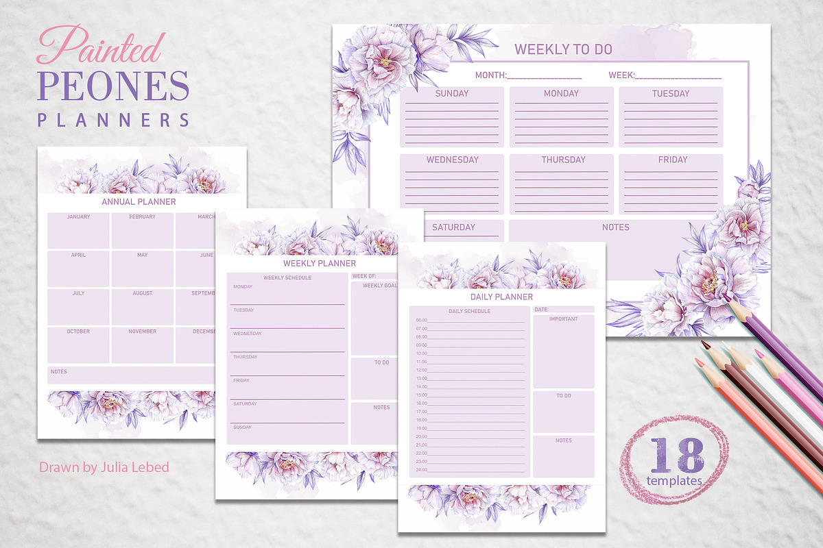 Painted Peones Planners, a Stationery Template by L- design studio (Photo 1 of 4)