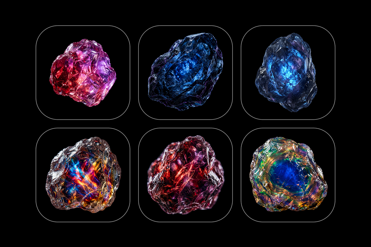 Astral Gemstones Pack – 24 Cosmic Crystal PNG Elements