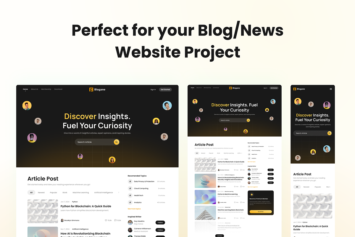 Blogane - Blog/News Landing Page Kit, an UI Kit Template by Agensip Design Agency (Photo 9 of 10)