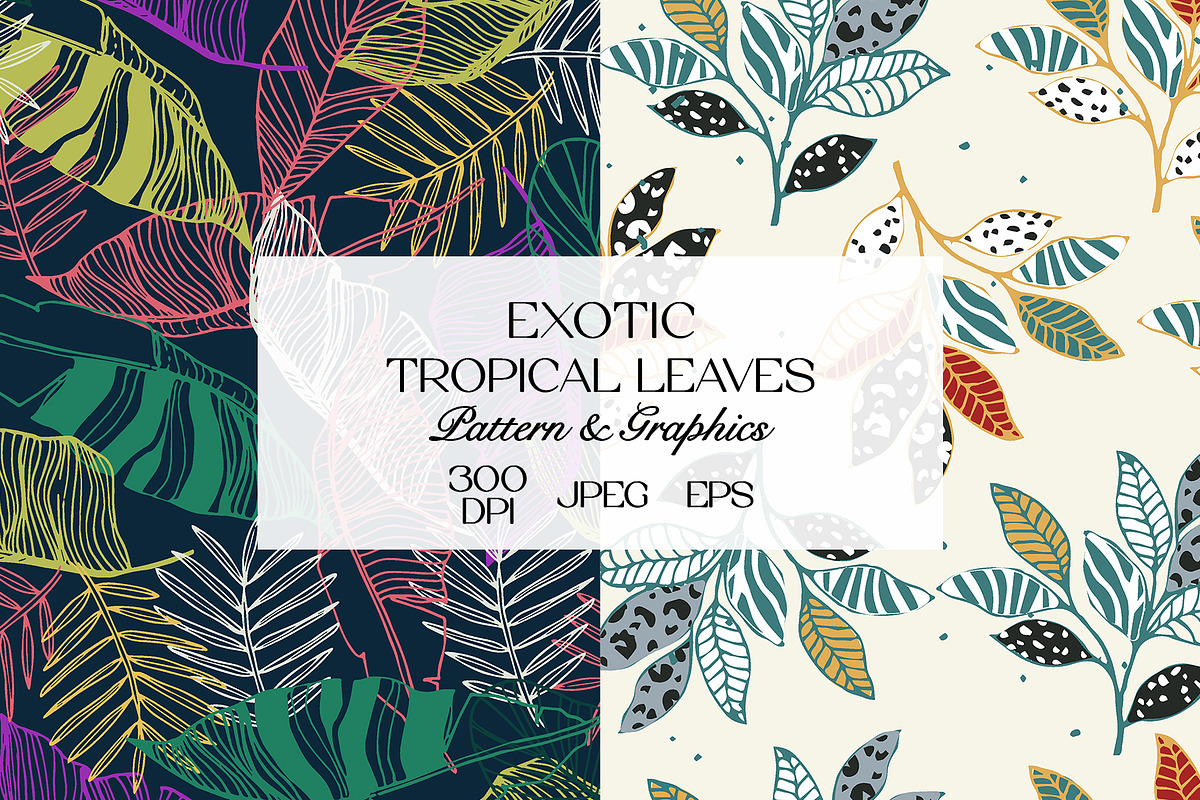 Exotic Tropical Leaves Patterns, a Pattern Graphic by StudioGlouna (Photo 1 of 9)