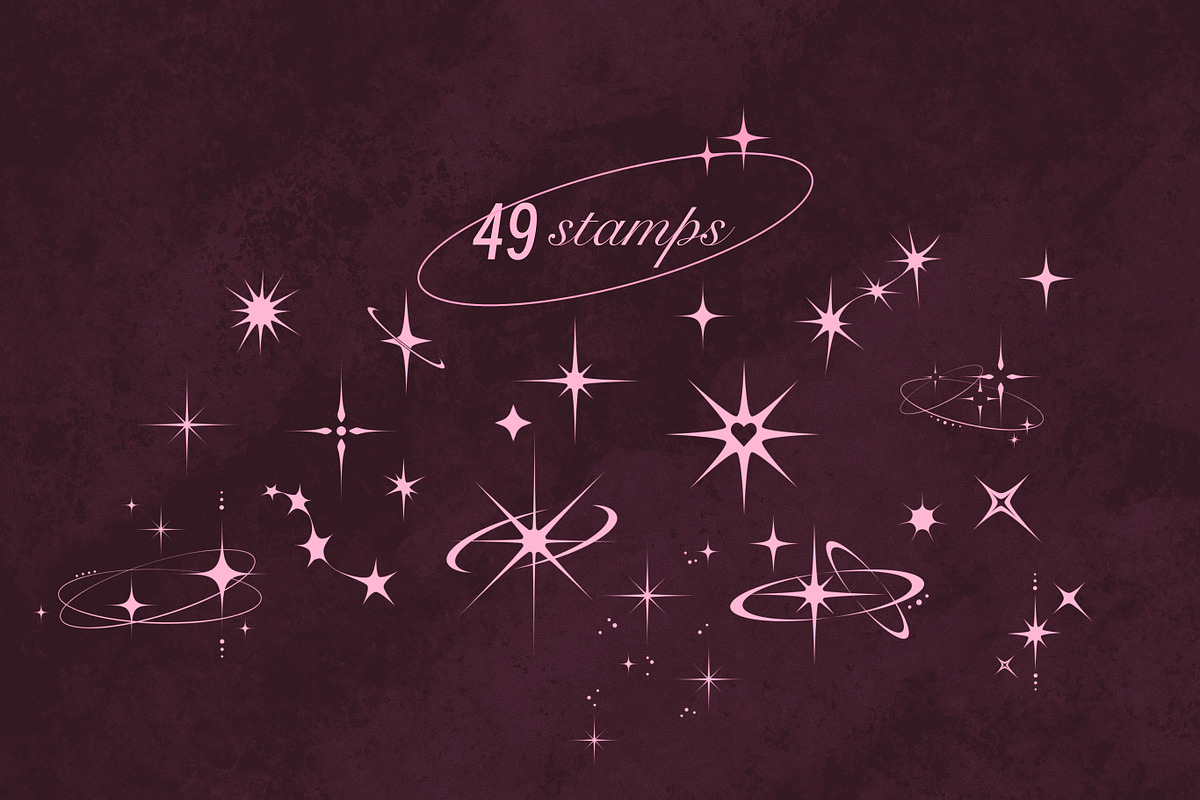 49 procreate Y2K Star Stamp Sparkles, a Brush Add-On by laura.design (Photo 4 of 7)