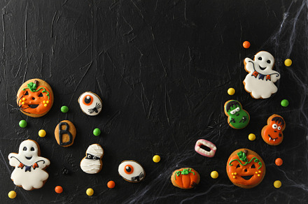 Concept of Halloween sweets, funny sweets, space for text, a Holiday Photo by AtlasStudio PRO