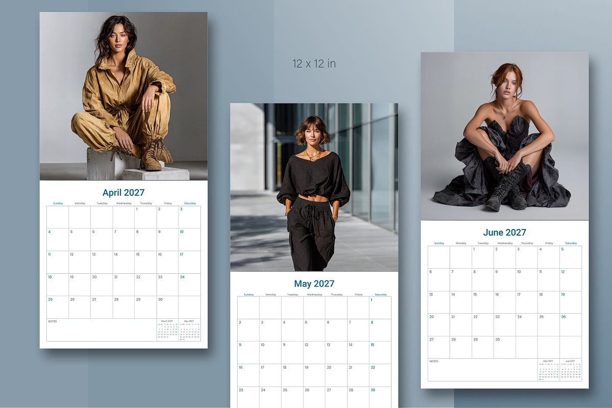 2027 Square Calendar InDesign Layout, a Stationery Template by R-studio (Photo 2 of 8)