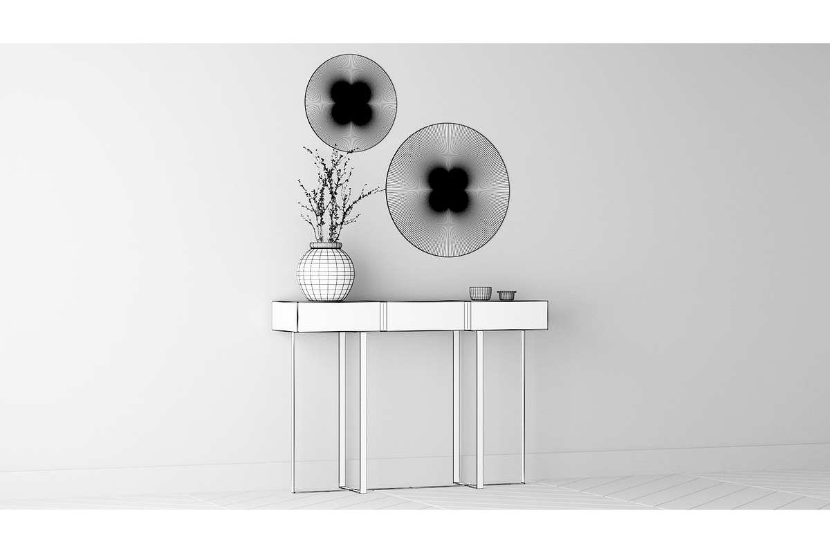 Entry Table D - Vase and Mirrors, a Furniture 3D Model by 3DCargo (Photo 4 of 6)