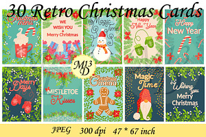 30 Retro Christmas Cards - 2, a Card Template by Michiru13