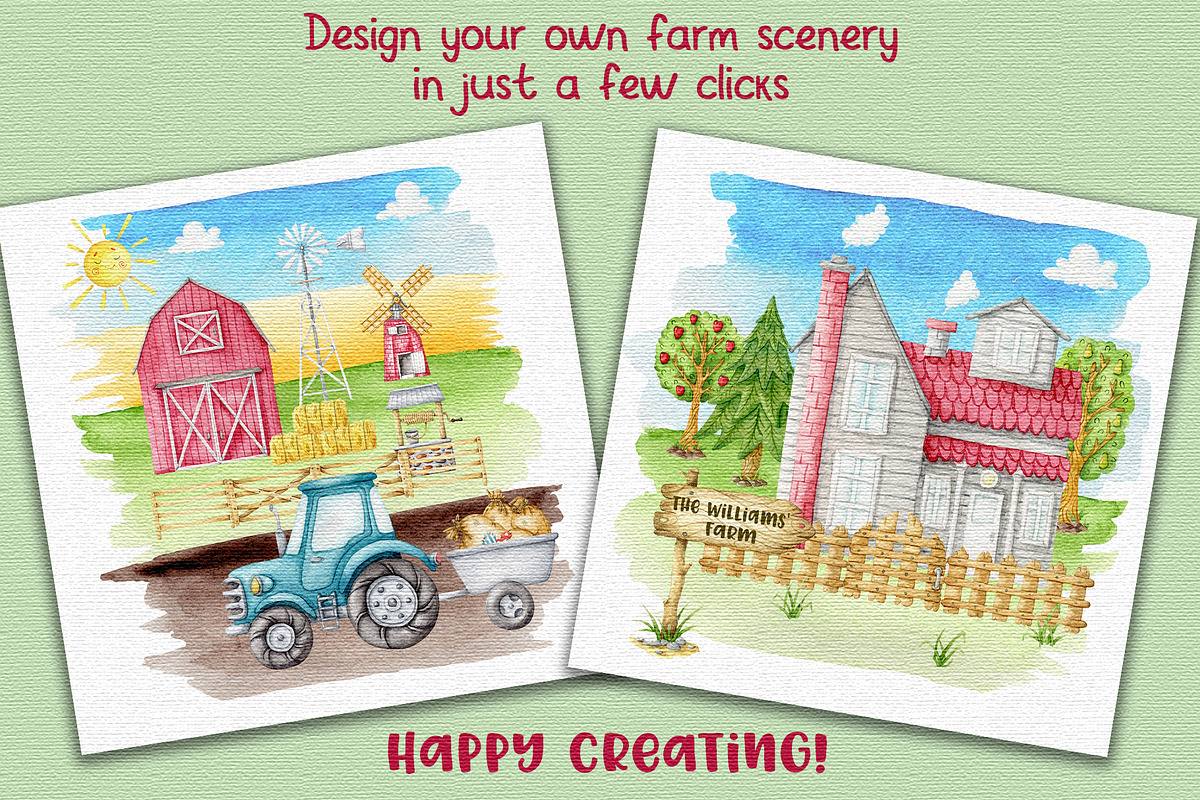 Farm objects watercolor clipart, an Object Graphic by Trinibis (Photo 5 of 5)