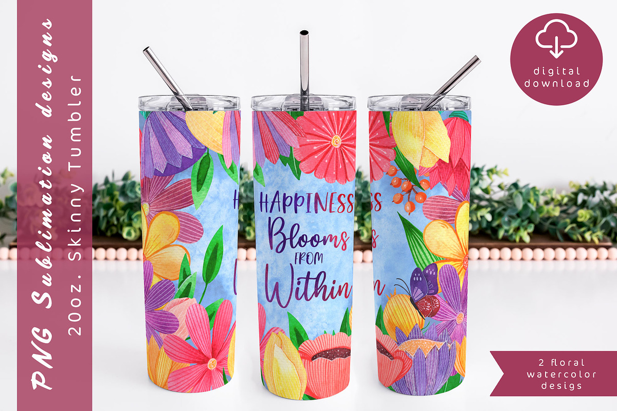 Flower watercolor tumbler design, an Object Graphic by AnastasiaWatercolor (Photo 2 of 4)