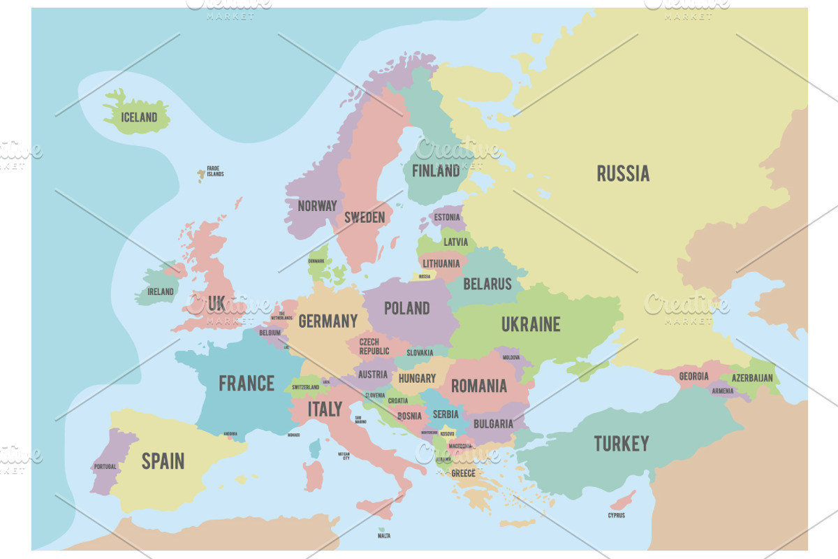 3x Colorful Europe Maps, an Education Illustration by asantosg (Photo 1 of 4)