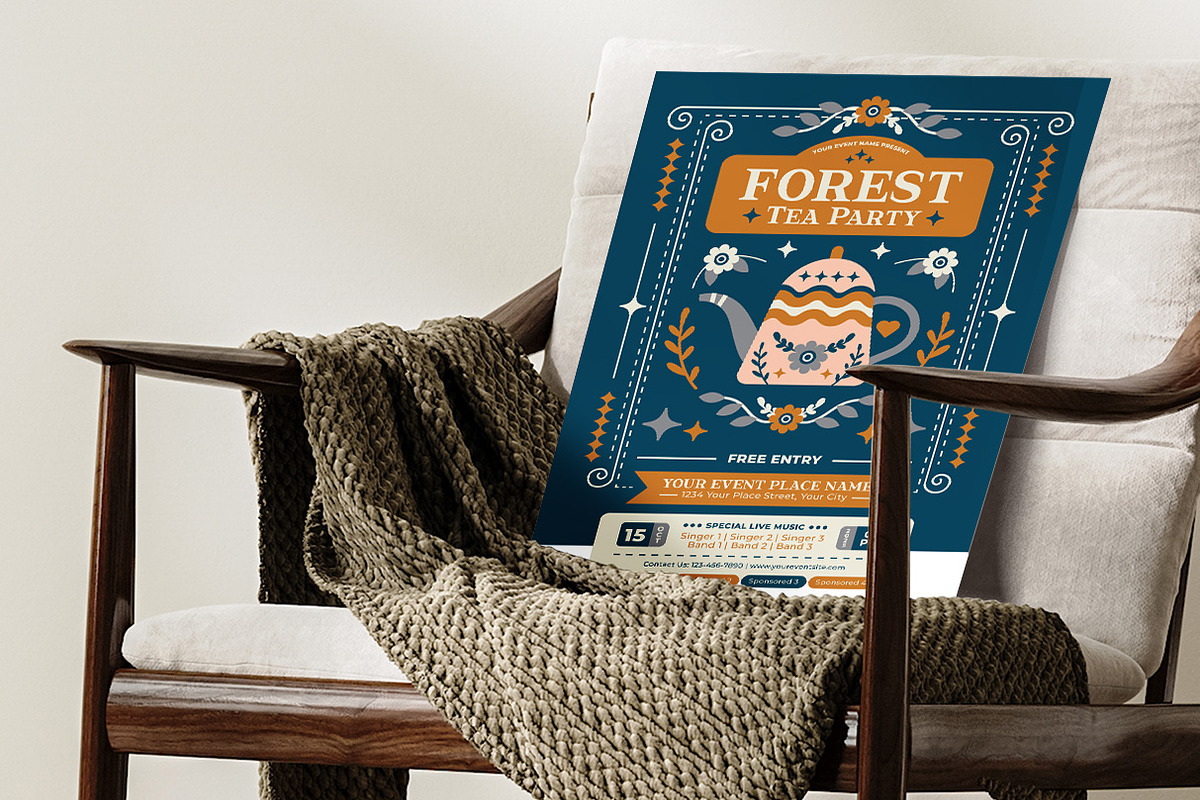 Folk Art Forest Tea Party Flyer, a Flyer Template by Hole Hope Design (Photo 5 of 5)
