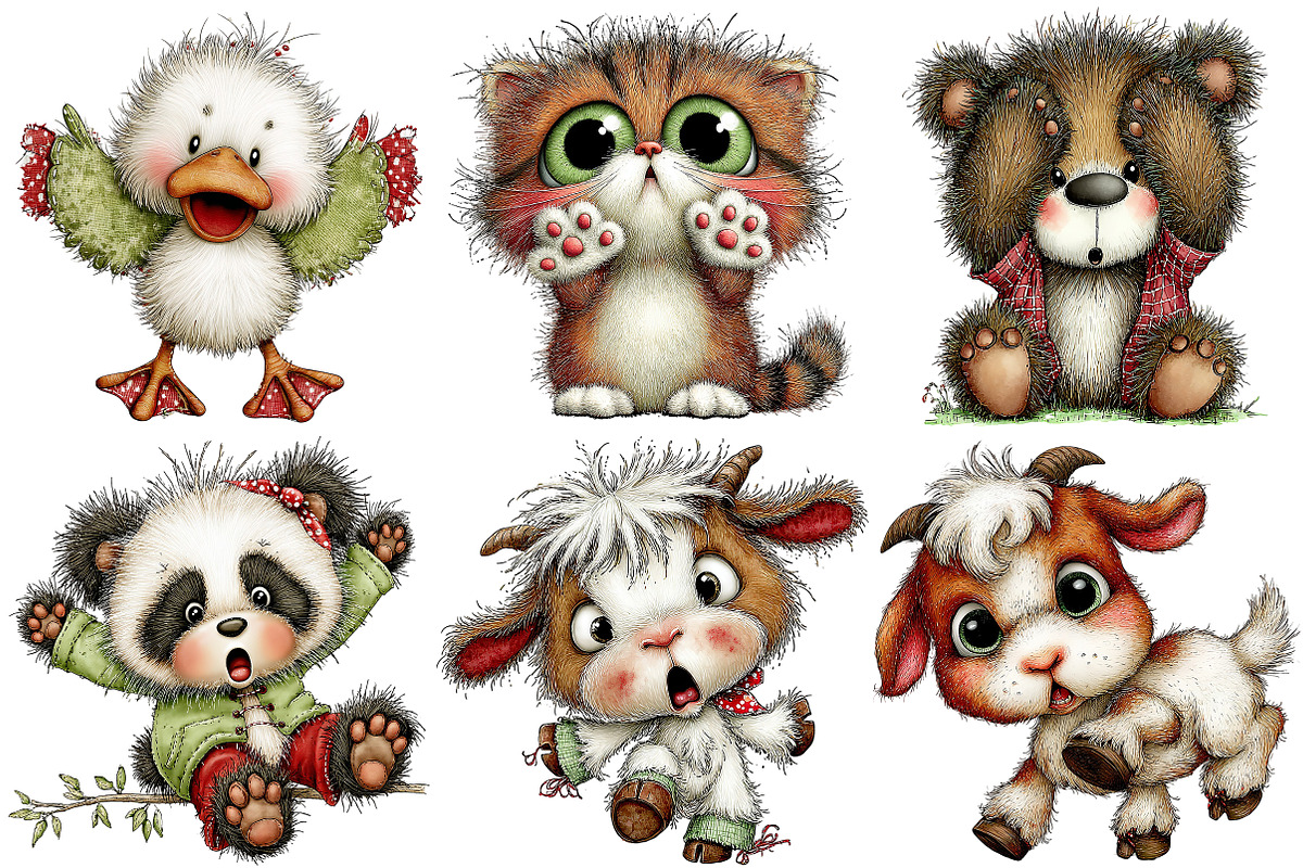 Funny Panic Animals Clipart Bundle, an Illustration by Craft Nest (Photo 6 of 11)