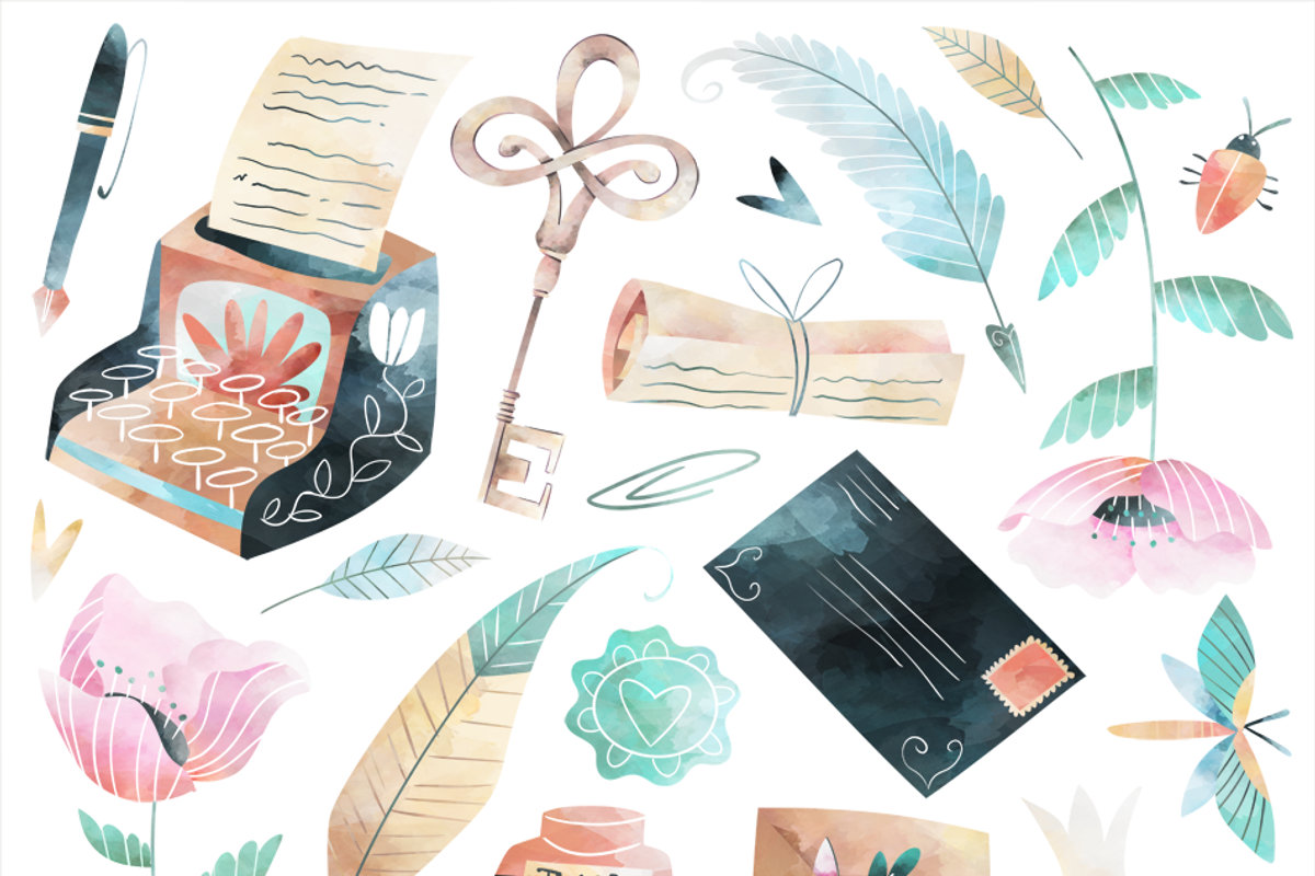 Watercolor Writer Set, an Illustration by DigitalArtsi (Photo 2 of 2)