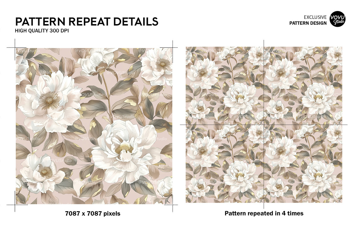 Elegant Camellia | Pattern Design, a Pattern Graphic by VOVU Studio (Photo 8 of 8)