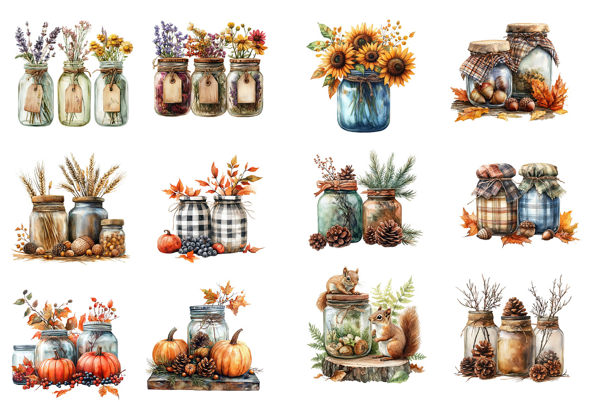 Fall Masons Jars Clipart, an Illustration by Designworld (Photo 3 of 5)