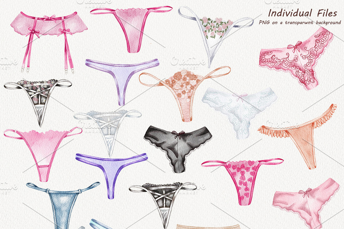 Lingerie Watercolor Collection, an Object Illustration by BarvArt (Photo 4 of 9)