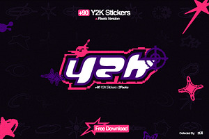 +90 Y2k Stickers + Pixels Version