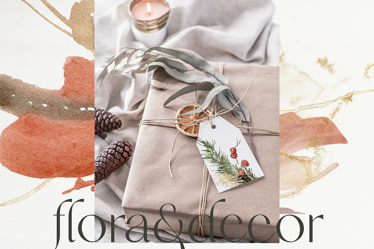 Christmas watercolor floral clipart, a Seasonal Illustration by Yuliya Derbisheva (Photo 5 of 13)