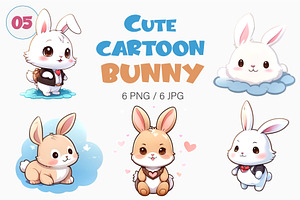 Cute cartoon Bunny 05.TShirt Sticker, an Animal Illustration by KENO Mascots