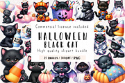 Nursery Halloween Black Cat Clipart, an Illustration by CreationArt (Thumbnail 1 of 9)