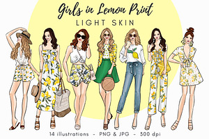 Girls In Lemon Print - Light Skin