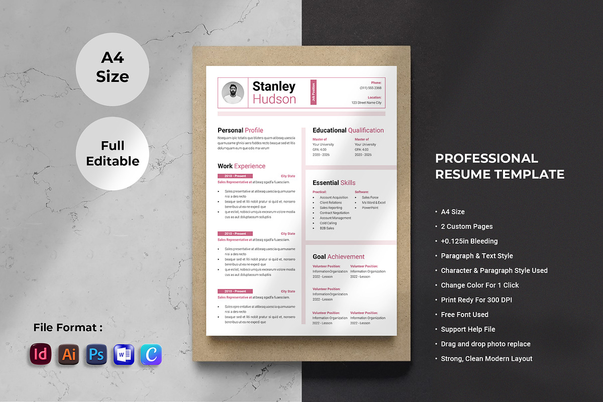 Resume Template, INDD, Canva, Docx, a Resume Template by Spark_Creative (Photo 1 of 4)
