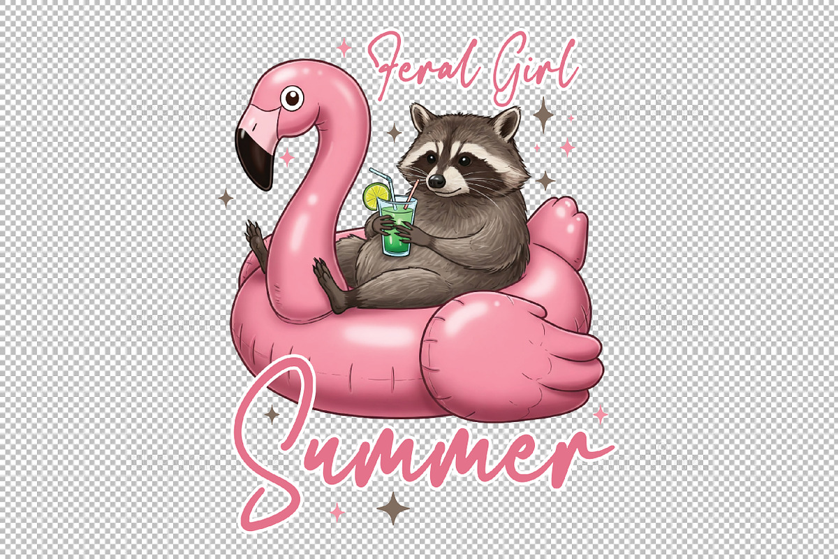 Feral Girl Summer Raccoon Png, an Illustration by Sublimation Artist (Photo 2 of 6)